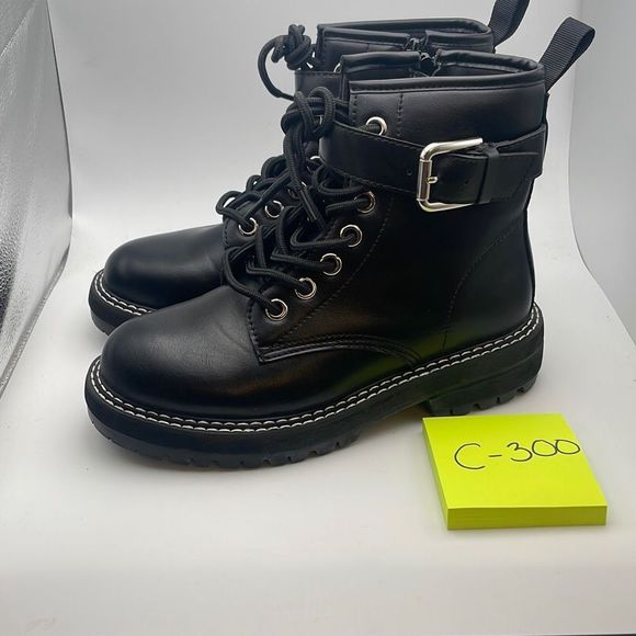 Dunes Women's COMBAT lace up Boot SIZE 6.5 BLACK - Picture 3 of 6